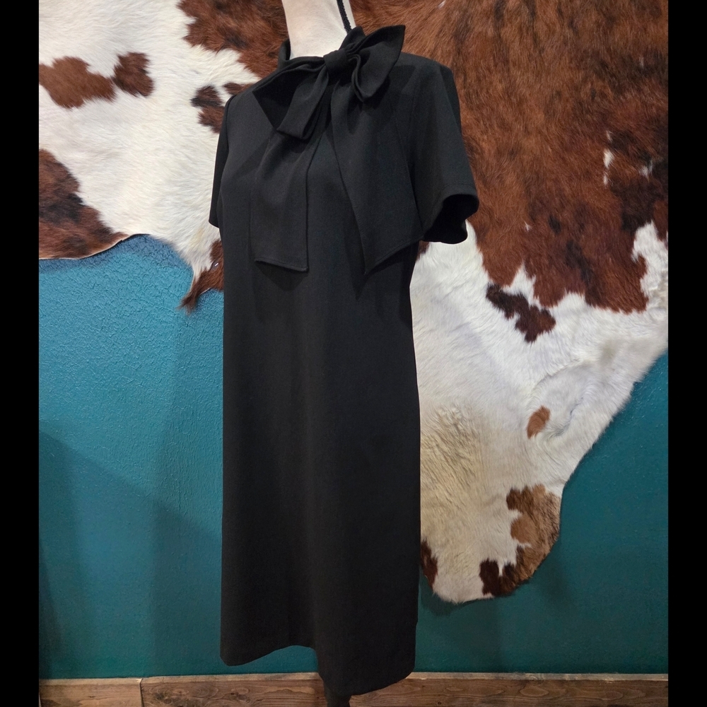 Shelby & Palmer Black Midi Dress with Bow Accent - Picture 3 of 7